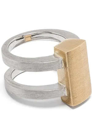 TOM WOOD Vault Shield 9kt Gelbgold- und recycelter Silberring