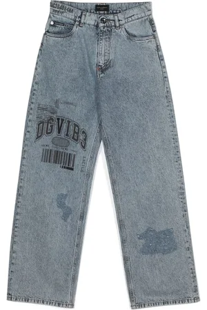 Dolce & Gabbana High-Waist-Jeans mit Slogan-Print