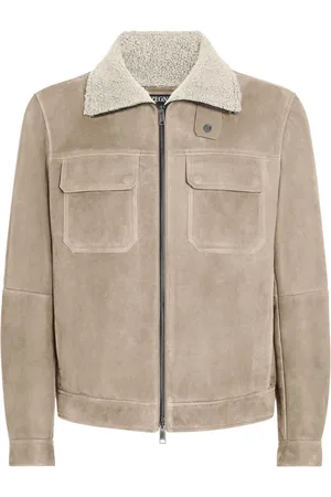 Ermenegildo Zegna Wildlederjacke mit Shearling-Kragen