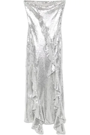 ROTATE Pailletten-Maxikleid mit Rüschen