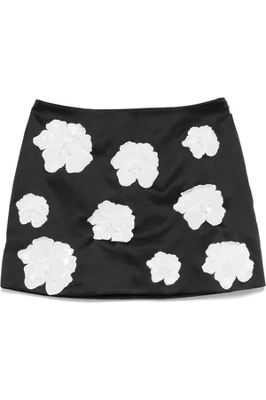 ROTATE Satin-Minirock mit Blumen-Applikationen