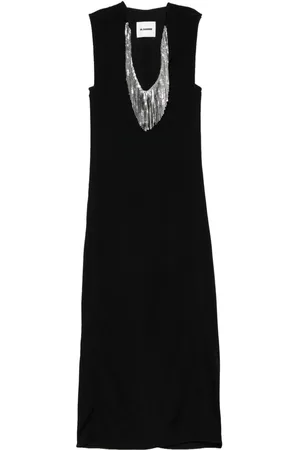Jil Sander Mesh-Maxikleid mit Fransen