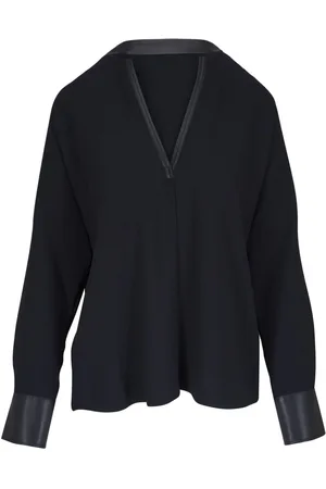 Vince Bluse mit Satinbesatz