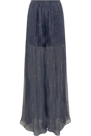 Rochas Schlaghose im Metallic-Look