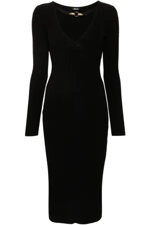 Roberto Cavalli Gestricktes Midikleid mit V-Ausschnitt