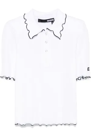 ROTATE Geripptes Poloshirt