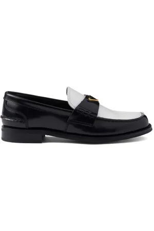 Prada Zweifarbige Loafer aus gebürstetem Leder