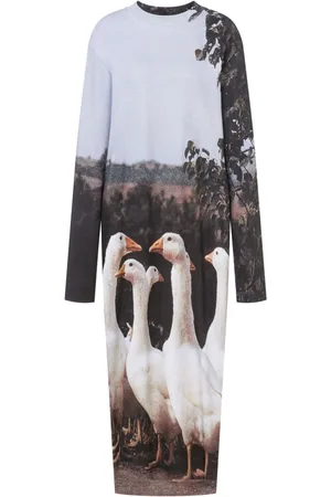 Moschino Midikleid mit Gänsemotiv