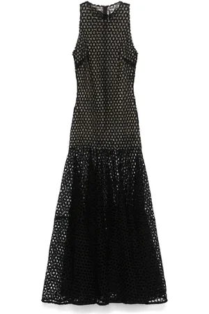 DAVID KOMA Makramee-Maxikleid mit ausgestelltem Saum