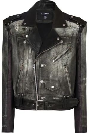 Balmain Lederjacke mit Trompe-l