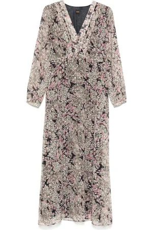 HUGO BOSS Maxikleid mit abstraktem Print