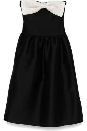 Self-Portrait Midikleid aus Taft mit Kontrastschleife