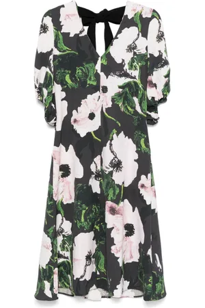 STINE GOYA Umber Windflower Midikleid mit Puffärmeln