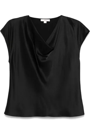 Vince Seidenbluse mit Wasserfallkragen