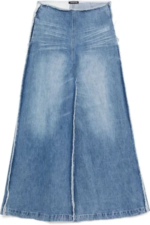 Ground Zero Ausgefranste Wide-Leg-Jeans