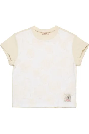 Nº21 T-Shirt mit Blumenspitze