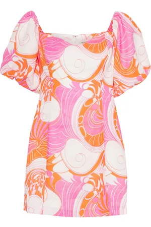 Rhode Schulterfreies Dali Minikleid mit Blumen-Print