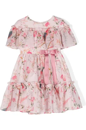 PATACHOU Gerüschtes Chiffonkleid mit Blumenmuster