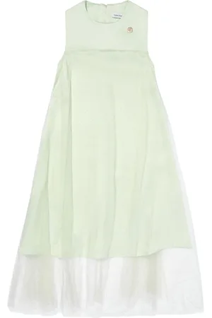 Calvin Klein Empire-Kleid mit Tüll-Overlay