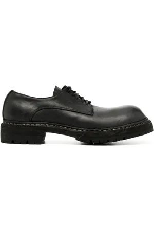 GUIDI Derby-Schuhe aus gekörntem Leder