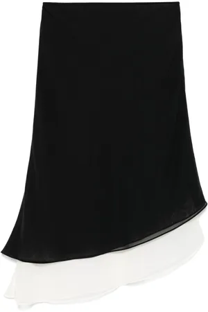 ROTATE Chiffon-Midirock im Layering-Look