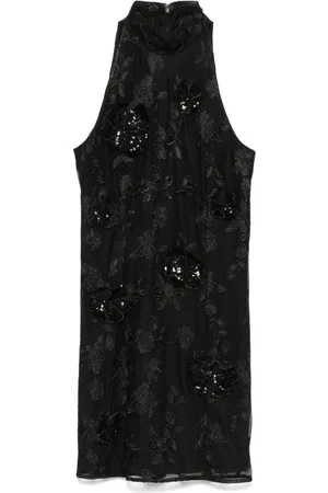 ROTATE Mesh-Minikleid mit Blumenstickerei