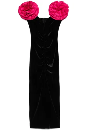 NISSA Midikleid aus Samt mit Blumenapplikation