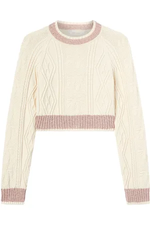 Palm Angels Zopfmuster-Pullover mit gebogenem Logo