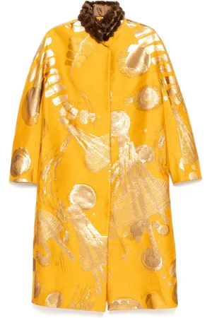 SHIATZY CHEN Jacquard-Mantel mit Nerzkragen
