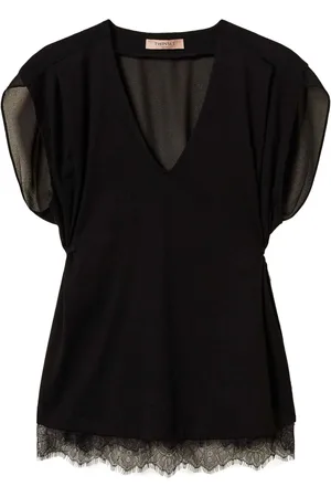 Twin-Set Top aus Spitze mit Falten