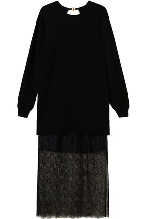Twin-Set Kleid mit Spitzeneinsätzen
