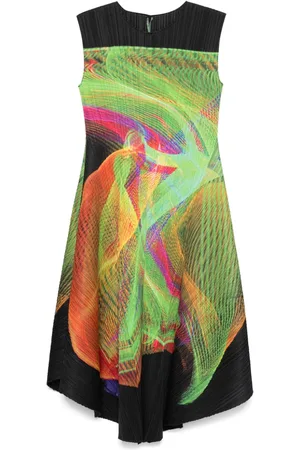 PLEATS PLEASE ISSEY MIYAKE Midikleid mit abstraktem Print