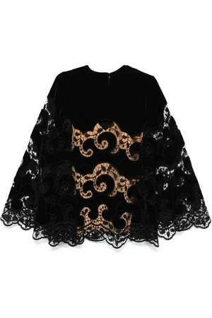 Elie saab Bluse aus Samt mit Spitzenstickerei