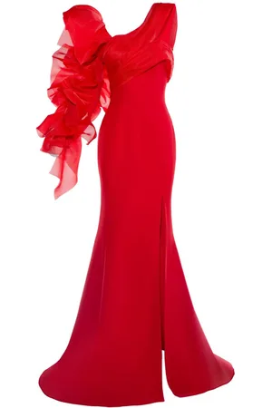 Gaby Charbachy Abendkleid mit Rüschenärmeln