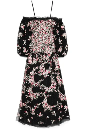Needle & Thread Midikleid mit Blumen-Print