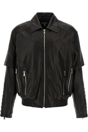 Balmain Lederjacke im Layering-Look