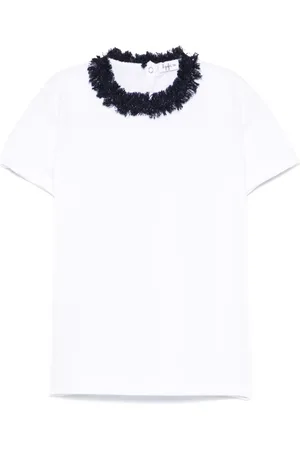 Il gufo T-Shirt mit ausgefranstem Detail