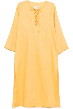 Bambah Gebundenes Leinenkleid