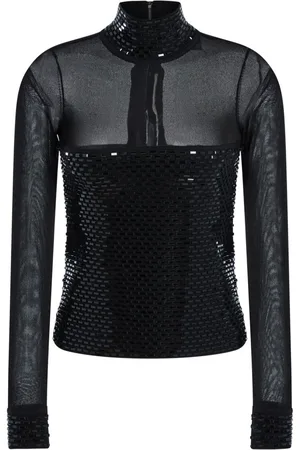 Retrofete Bluse mit Perlenverzierung