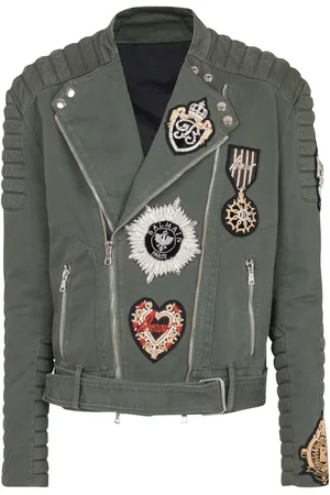 Balmain Bikerjacke mit besticktem Patch