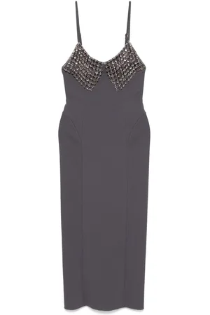 The Attico Seiden-Midikleid mit Kristallen