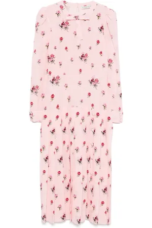 Alessandra Rich Falten-Midikleid mit Rosen-Print