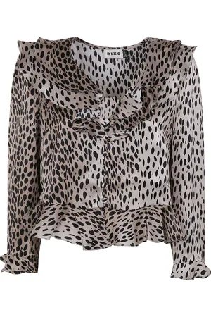 RIXO London Seidenbluse mit Animal-Print