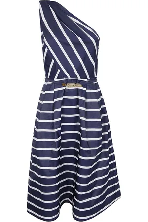 Ralph Lauren Gestreiftes Taft-Midikleid