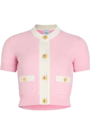 Patou Cropped-Cardigan in Waffelstrick