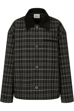 Studio Tomboy Cordkragen-Jacke mit Schottenkaro