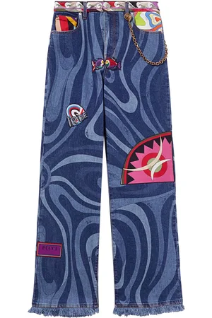 Puccini Verzierte Jeans mit Marmo-Print