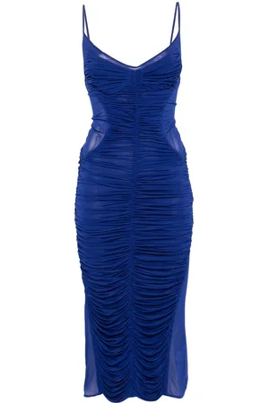 MUGLER Gerafftes Midikleid mit Sheer-Effekt