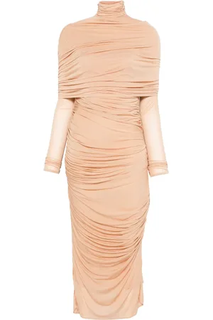 MUGLER Gerafftes Midikleid mit Sheer-Effekt