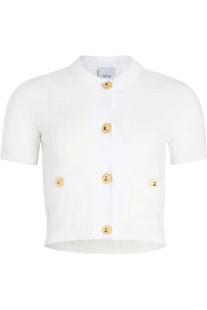 Patou Cropped-Cardigan in Waffelstrick